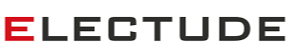Electude logo. The word Electude in all caps. The initial letter is red, the rest are black.