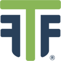 TechForce Foundation small logo. A green letter 'T' bordered by a blue letter 'F' on each side.