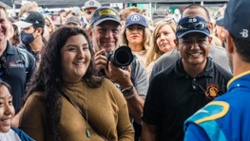 Jimmie Johnson and tech students-1-1-1